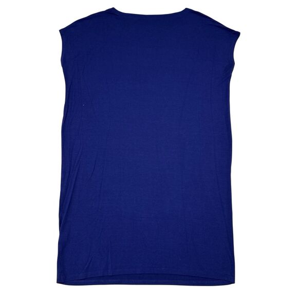 Eileen Fisher Dress Size Medium Blue Shirt Jersey Shift Sleeveless Stretchy - Picture 2 of 6